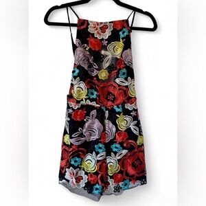 Nasty Gal Black Floral Embroidered Romper